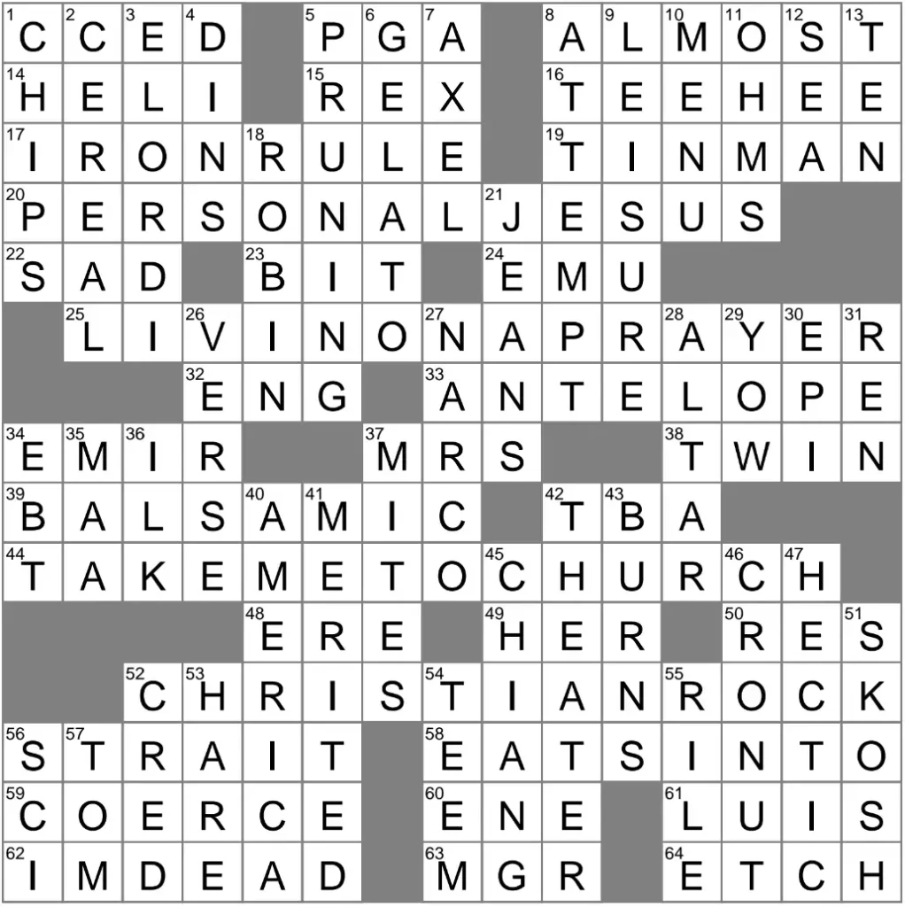LA Times Crossword 28 Aug 25, Thursday
