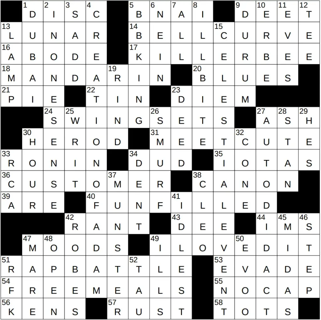 NY Times Crossword 29 Aug 25, Friday