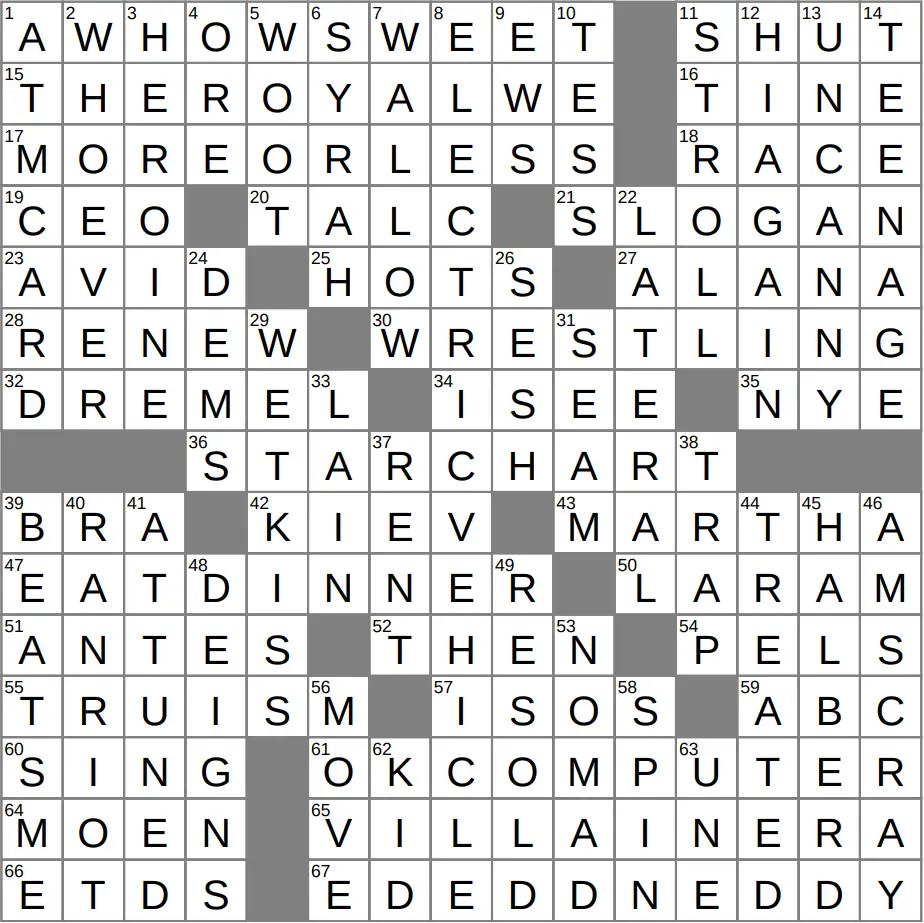 LA Times Crossword answers 1 Nov 25, Saturday LA Times Crossword answers 1 Nov 25, Saturday