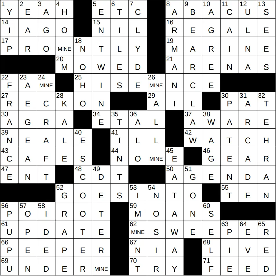 NY Times Crossword 2 Oct 25, Thursday