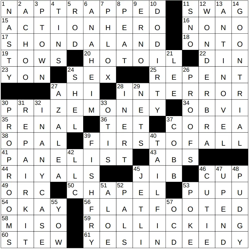 NY Times Crossword answers 15 Nov 25, Saturday